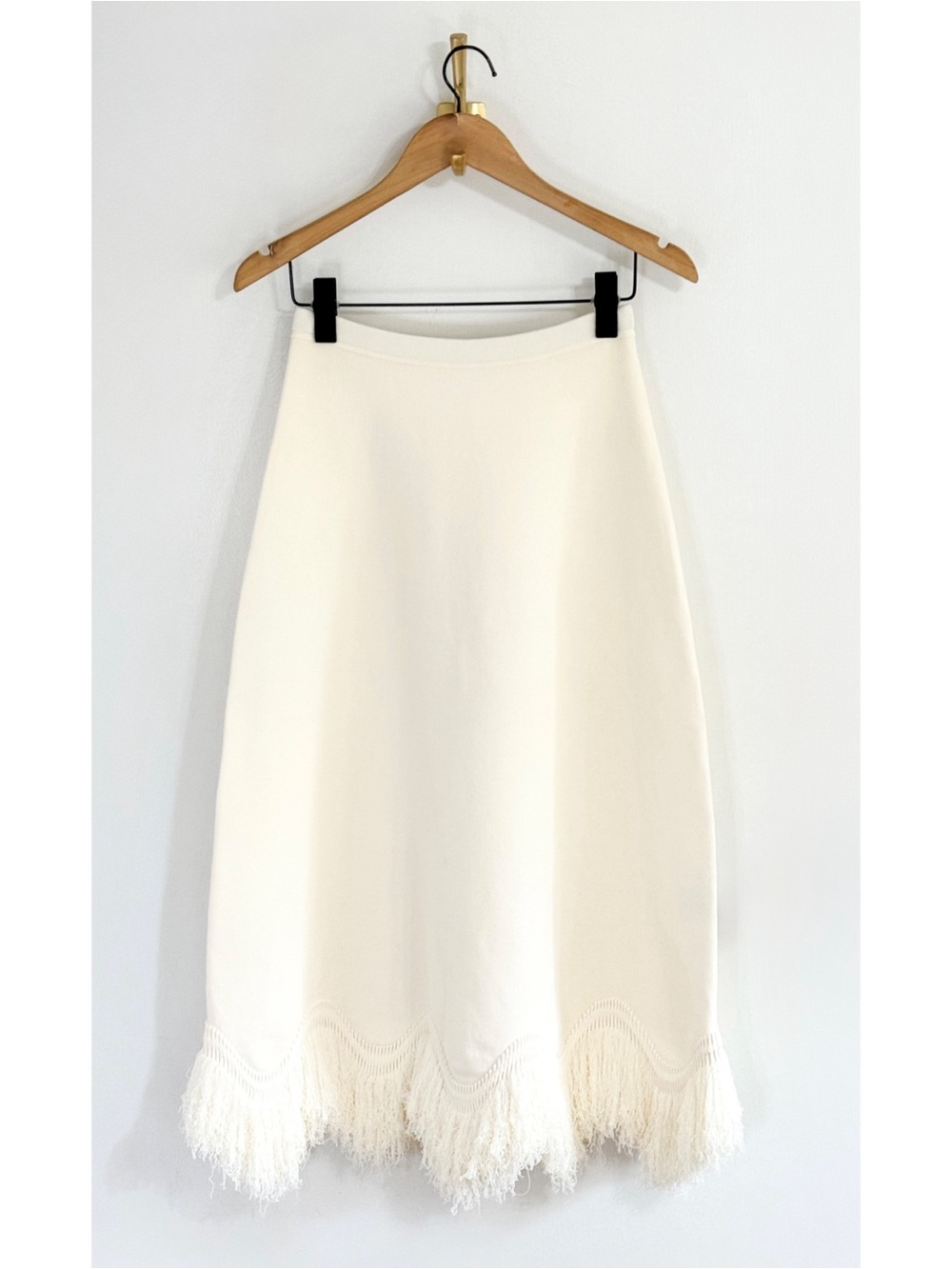 NWT Ulla Johnson Midi Knit White Paulina Fringe Skirt - Picture 2 of 5